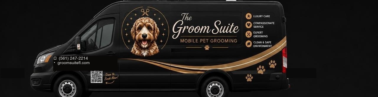 The Groom Suite mobile grooming van — driver side